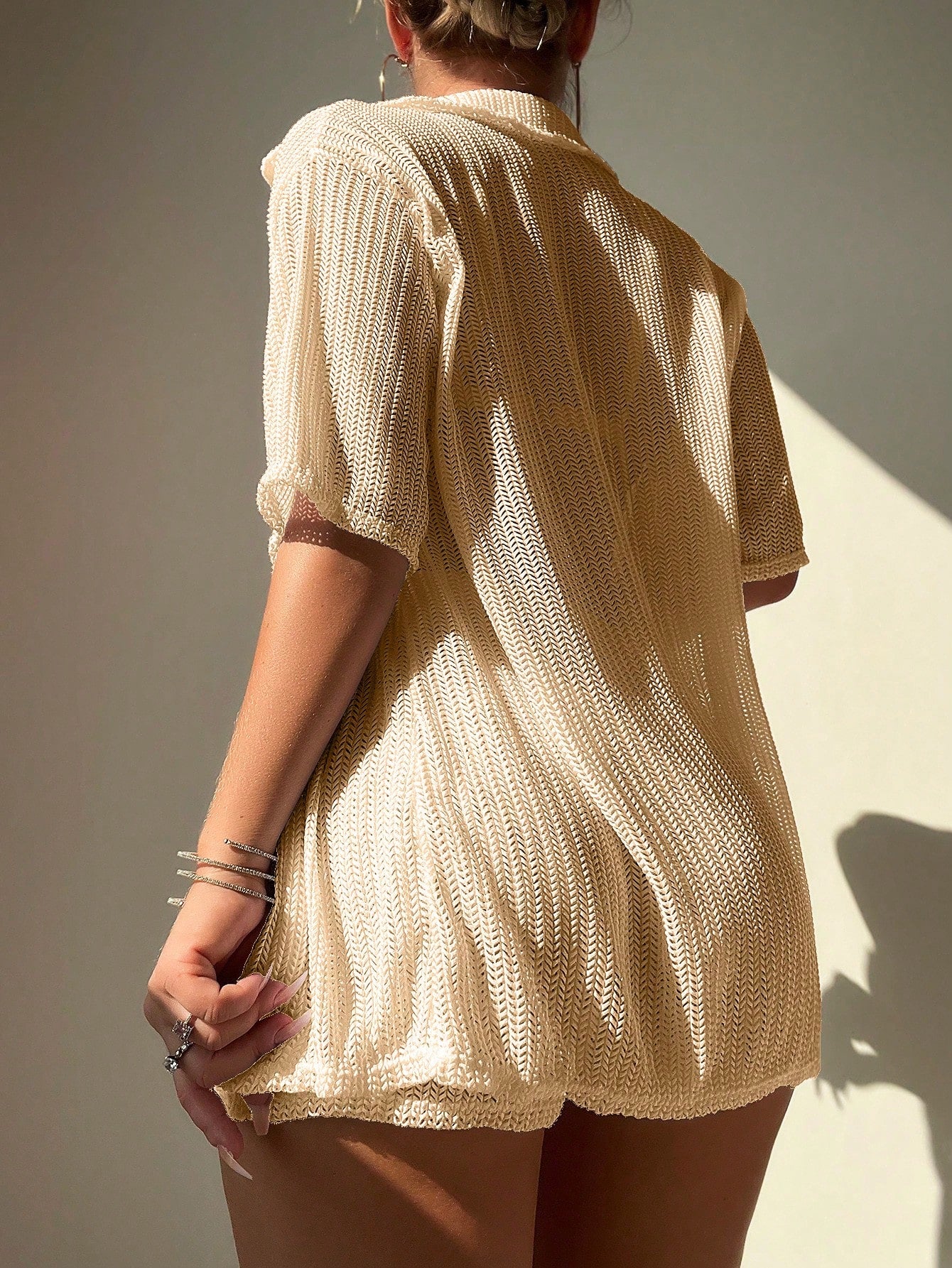 Saída De Praia Conjunto Blusa E Short Trama Leve