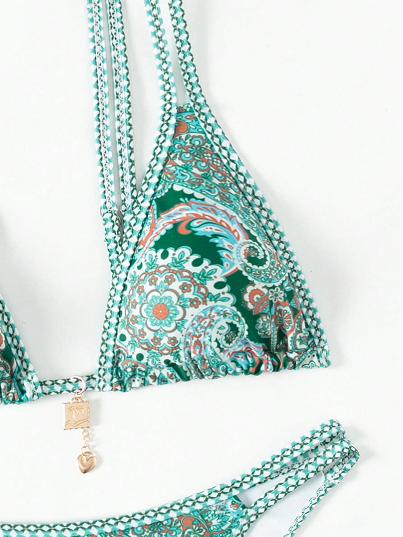 Biquíni Triângulo Estampa Boho Com Pingente