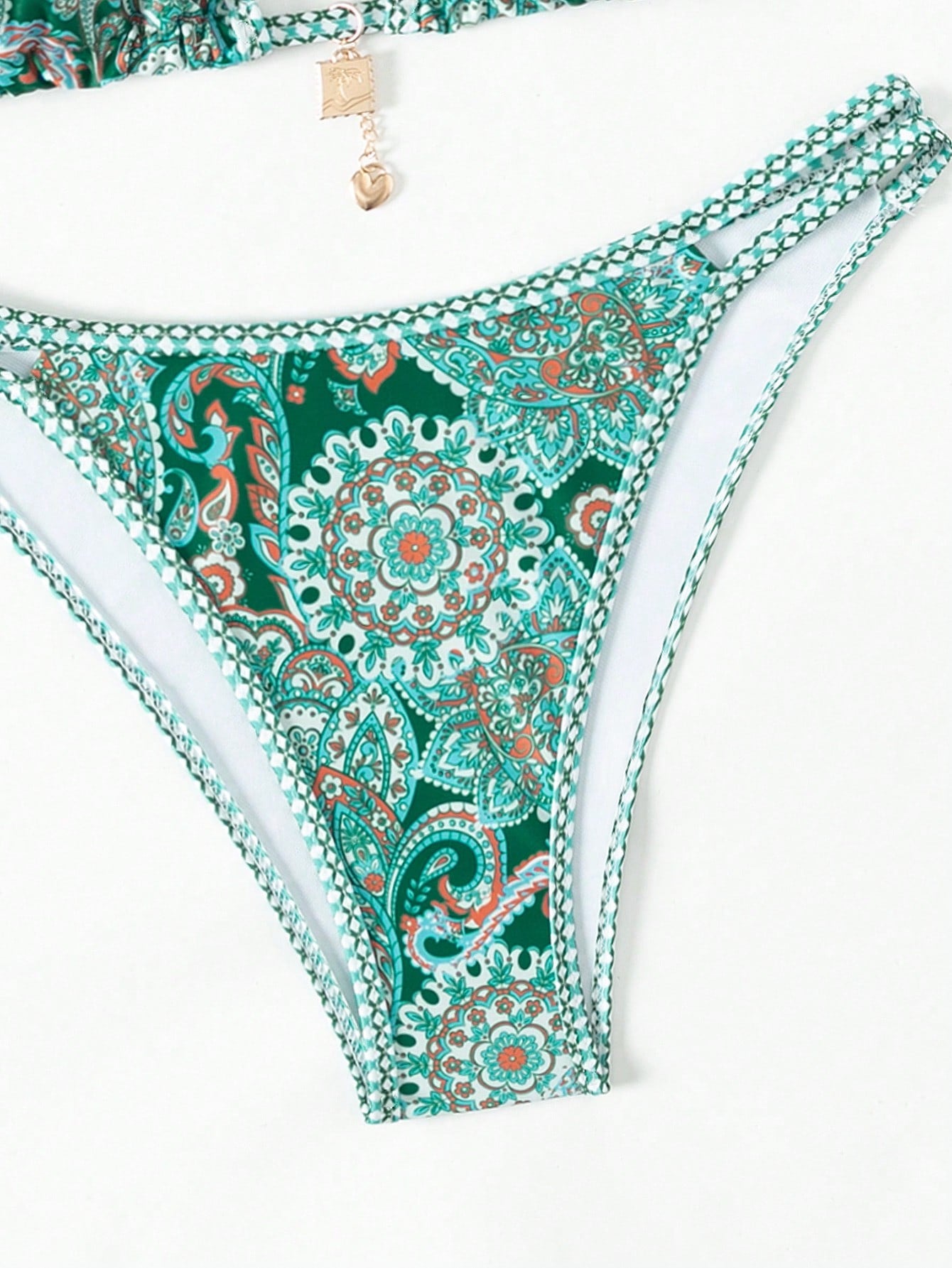 Biquíni Triângulo Estampa Boho Com Pingente