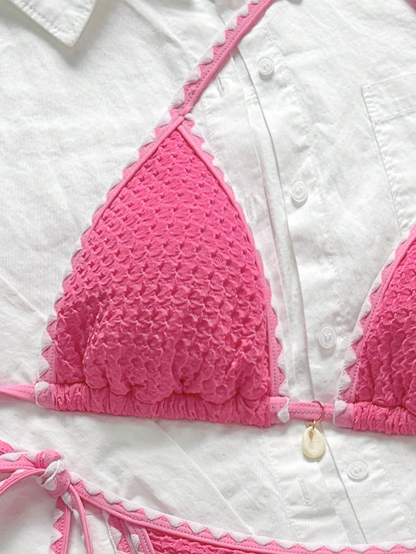 Biquíni Triângulo High Leg Com Amarração Estilo Crochê