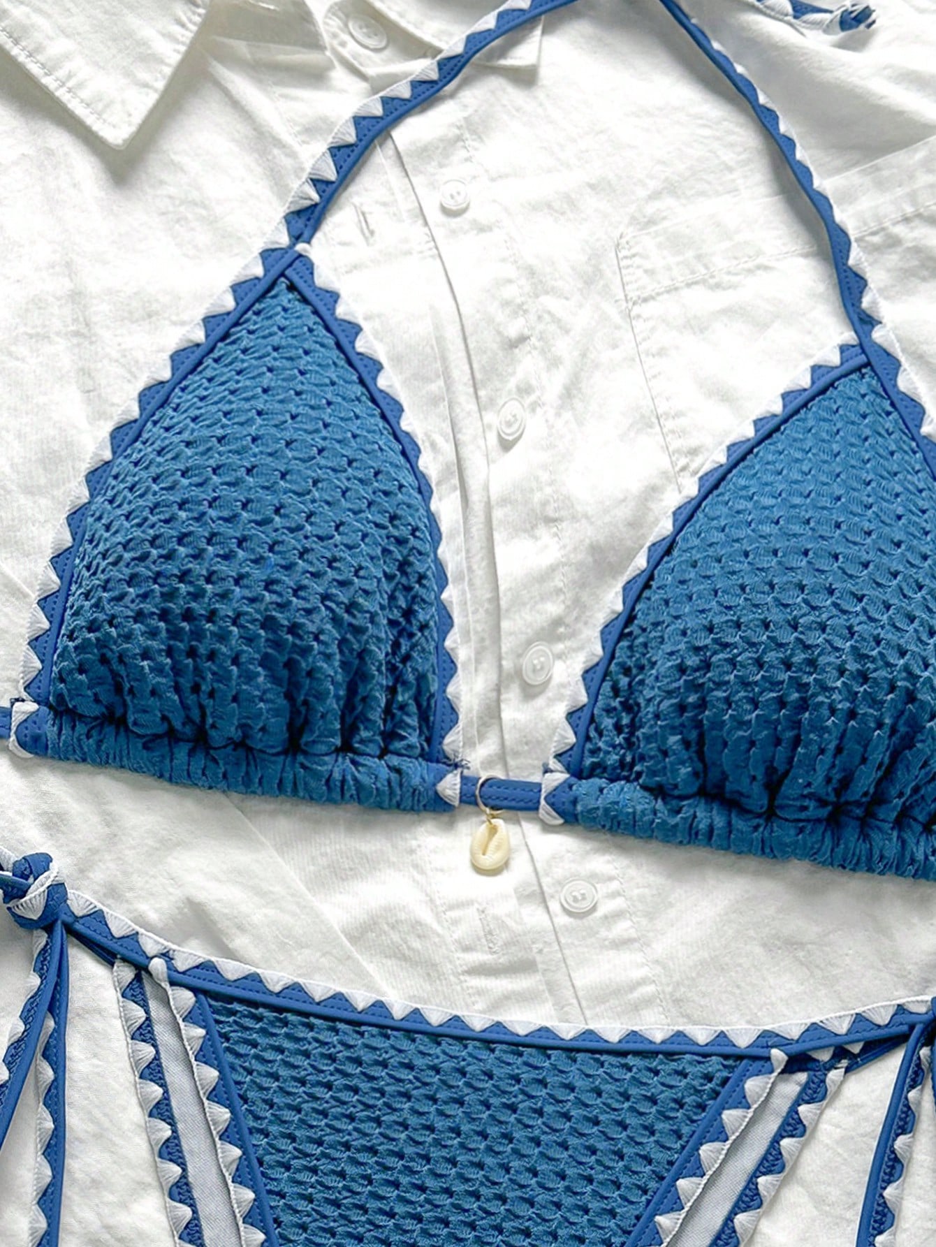 Biquíni Triângulo High Leg Com Amarração Estilo Crochê