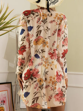 Conjunto Triângulo Com Kimono Estilo Floral Tropical