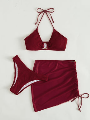 Conjunto Triângulo Texturizado Com Saia Franzida