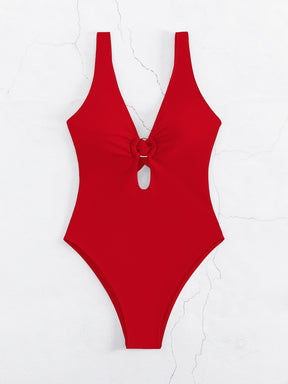 Maiô Decote V Com Recorte Central E Argola Metálica