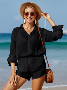 Saída De Praia Conjunto Camisa E Short Leve