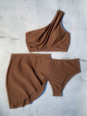 Conjunto Um Ombro Só Com Pareô Assimétrico Elegante