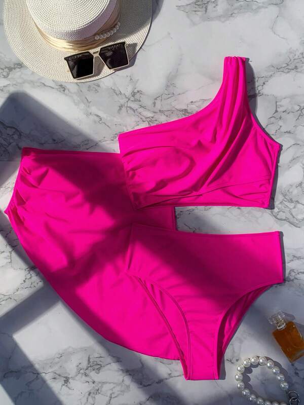 Conjunto Um Ombro Só Com Pareô Assimétrico Elegante