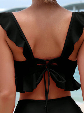 Biquíni Cropped Hot Pant Com Babados Românticos