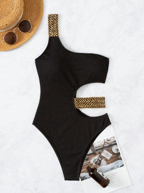 Maiô Um Ombro Só Com Recorte E Detalhe Trançado