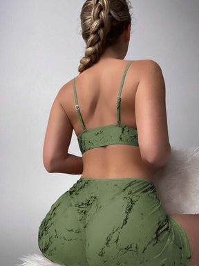 Conjunto Recorte Central Com Pareô Estilo Marmorizado