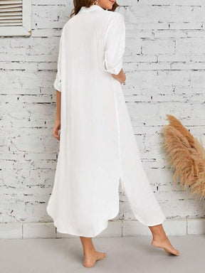 Saída De Praia Chemise Longa Com Fenda Lateral