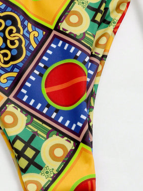 Biquíni Cortininha Com Amarração Estampa Geométrica