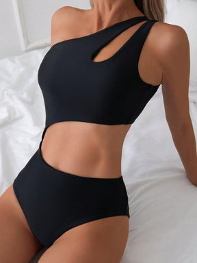 Maiô Assimétrico Com Recorte Na Cintura Estilo Moderno