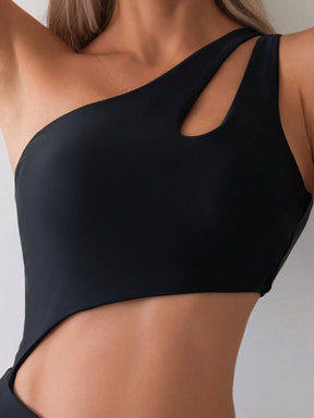 Maiô Assimétrico Com Recorte Na Cintura Estilo Moderno