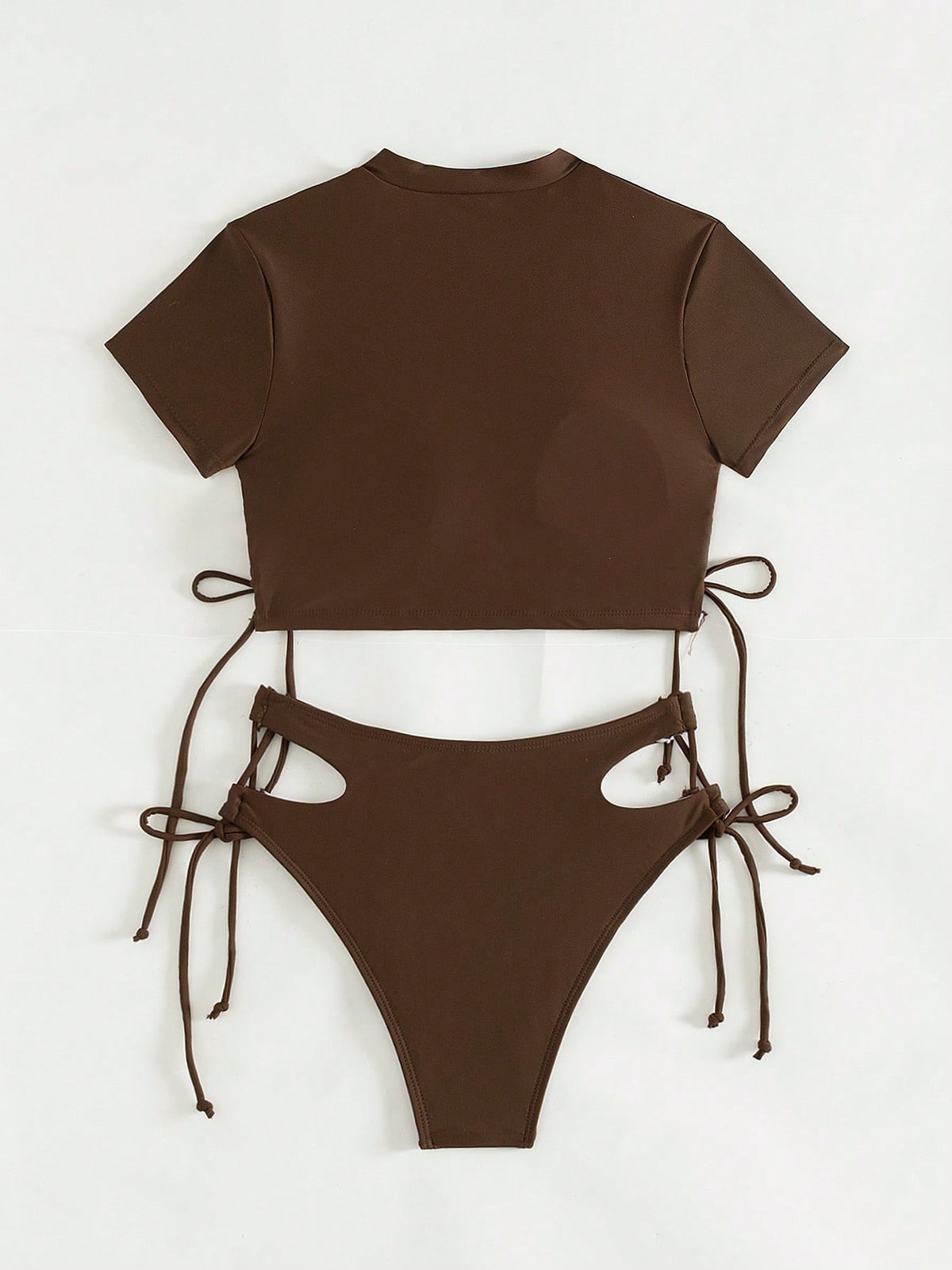 Biquíni Cropped Manga Curta Com Tiras Laterais