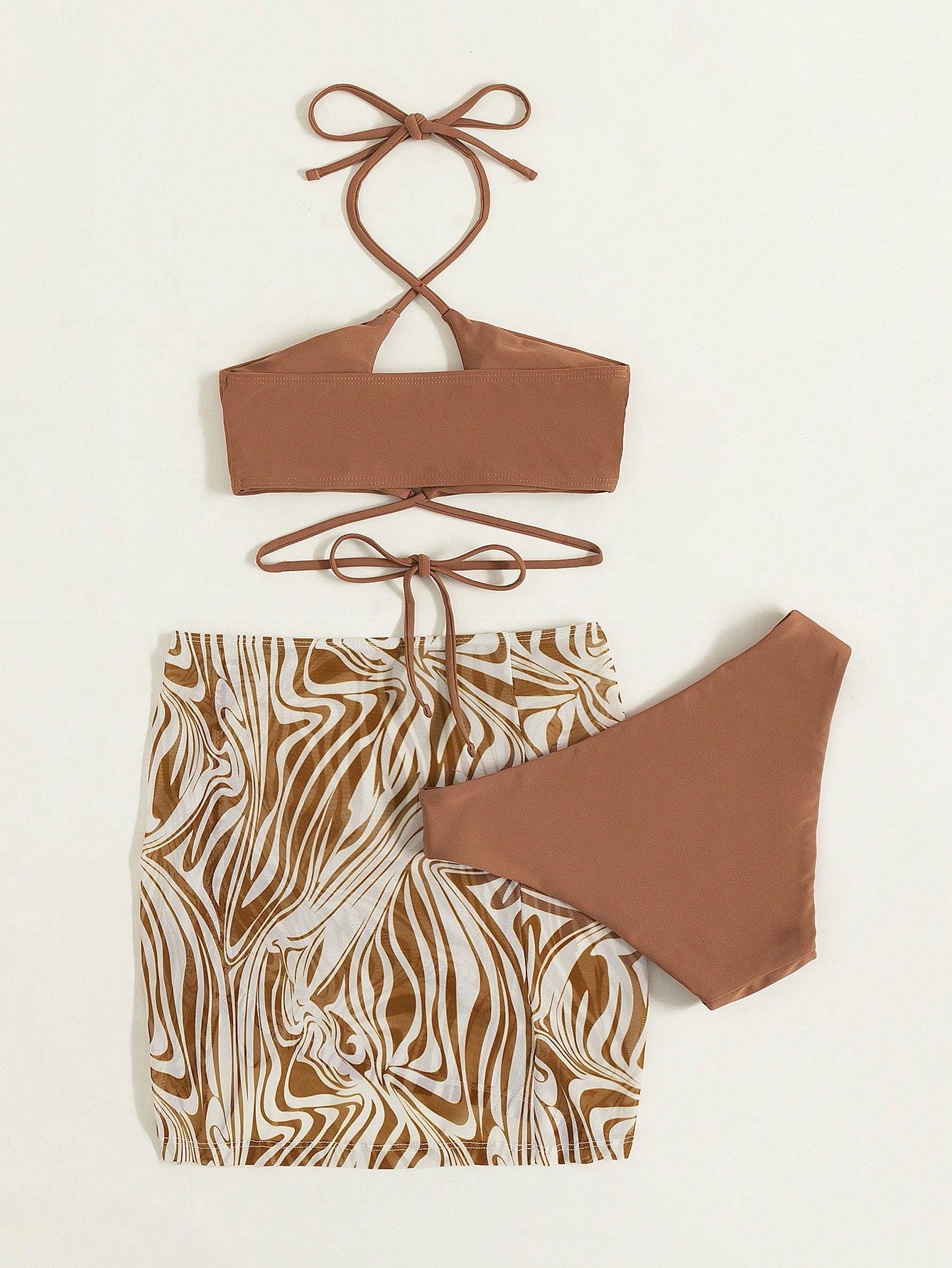 Conjunto Halter Com Pareô Drapeado Estilo Resort