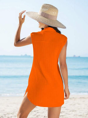 Saída De Praia Chemise Curta Com Decote V