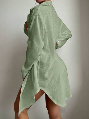 Saída De Praia Camisa Longa Com Botões Estilo Oversized