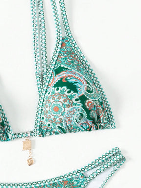 Biquíni Triângulo Estampa Boho Com Pingente