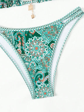 Biquíni Triângulo Estampa Boho Com Pingente