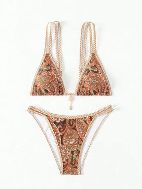 Biquíni Triângulo Estampa Boho Com Pingente