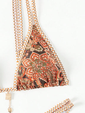 Biquíni Triângulo Estampa Boho Com Pingente
