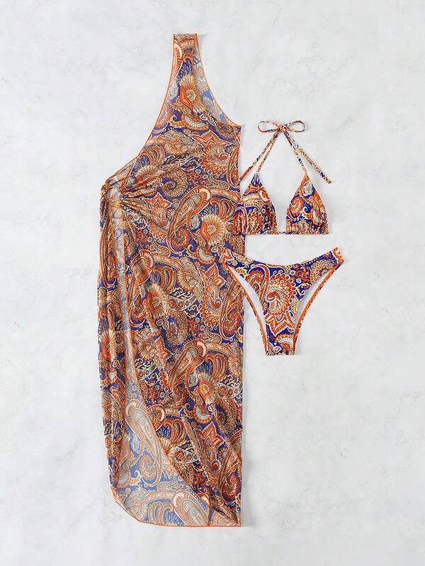 Conjunto Triângulo Com Pareô Assimétrico Estilo Boho