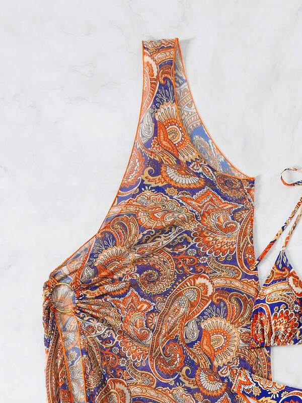 Conjunto Triângulo Com Pareô Assimétrico Estilo Boho