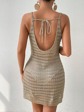 Saída De Praia Vestido Curto Trama Crochê
