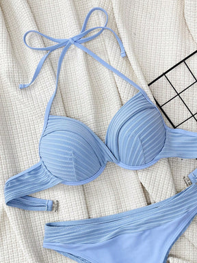 Biquíni Meia Taça Hot Pant Texturizado Drapeado