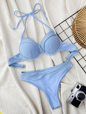 Biquíni Meia Taça Hot Pant Texturizado Drapeado