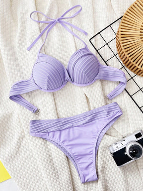 Biquíni Meia Taça Hot Pant Texturizado Drapeado