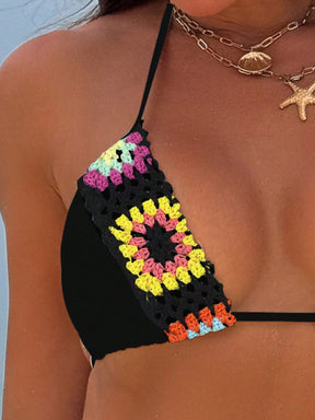 Biquíni Triângulo Crochê Artesanal Com Amarrações