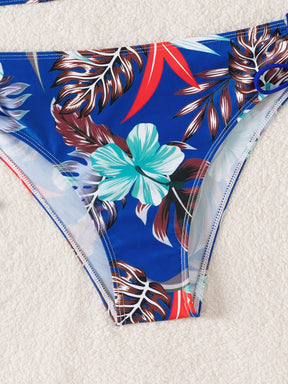 Biquíni Meia Taça Cintura Alta Estampa Floral Tropical
