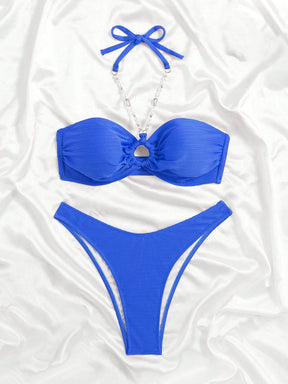 Biquíni Tomara Que Caia Texturizado Com Detalhe De Pérolas