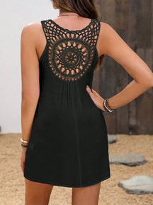 Saída De Praia Vestido Curto Com Costas Rendadas