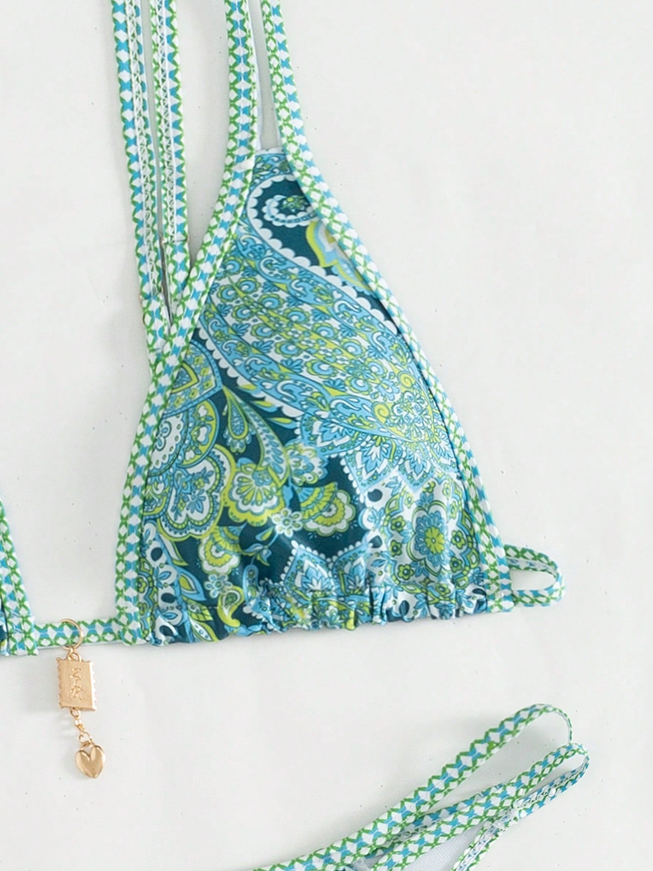 Biquíni Triângulo Estampa Boho Com Pingente