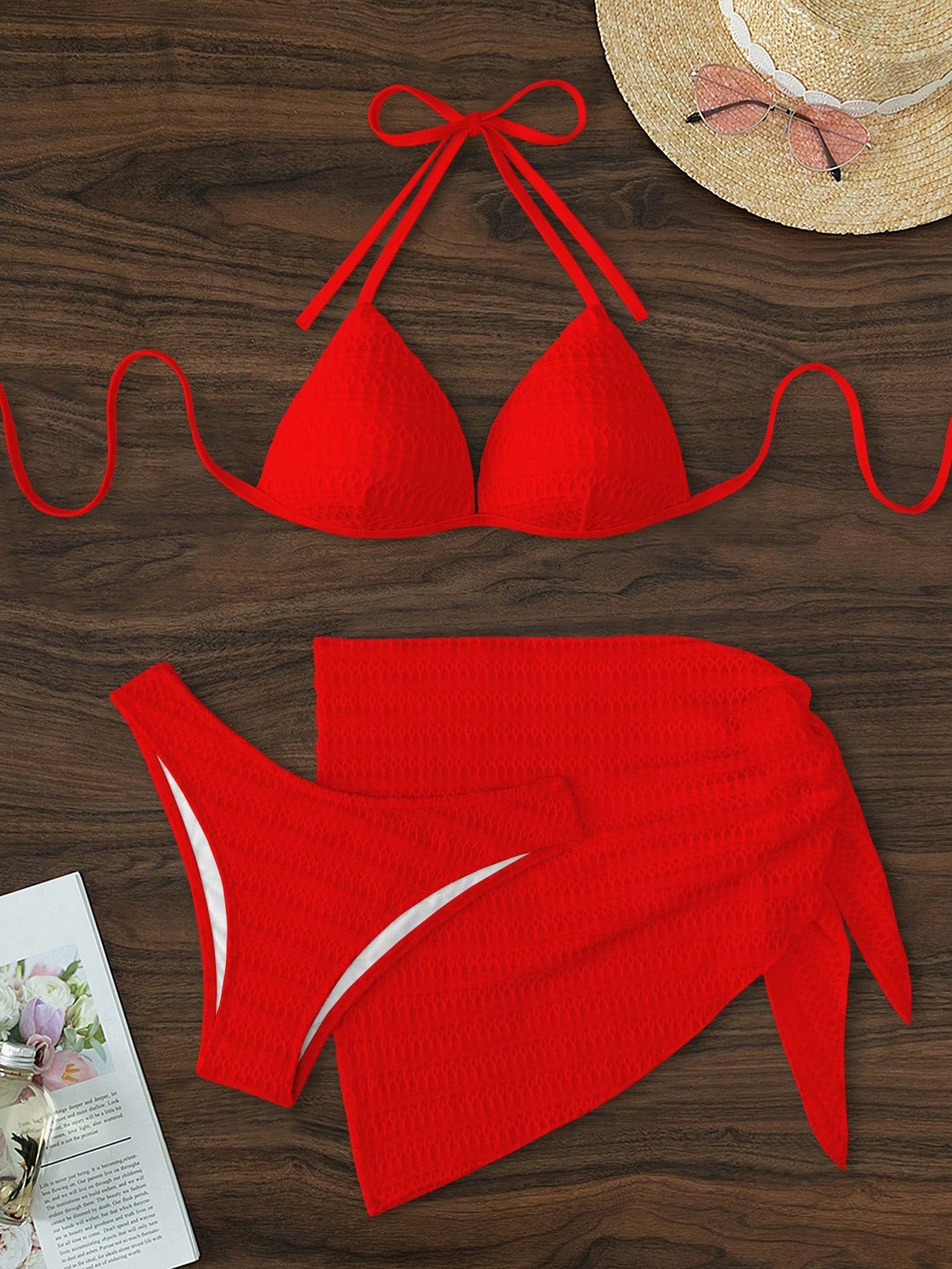 Conjunto Triângulo Com Pareô Curto Estilo Clássico