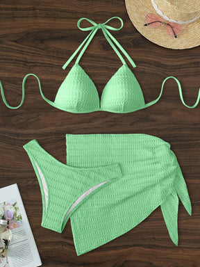 Conjunto Triângulo Com Pareô Curto Estilo Clássico