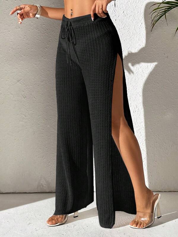 Saída De Praia Calça Fluida Com Fenda Lateral