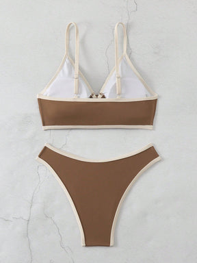 Biquíni Triângulo Com Argola Central Estilo Minimalista