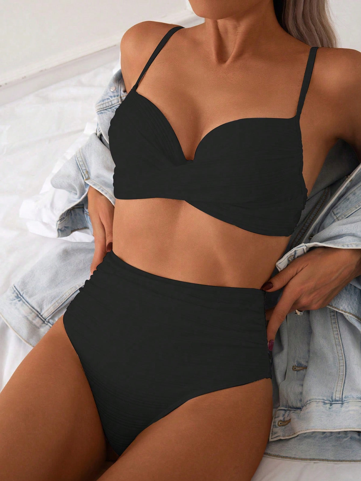 Biquíni Hot Pant Top Drapeado Texturizado