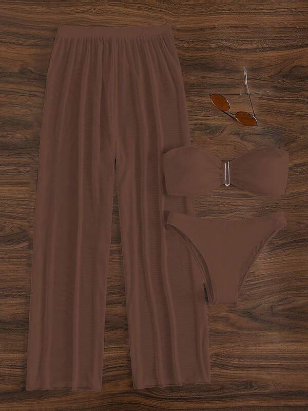 Conjunto Tomara Que Caia Com Calça Fluida E Cós Alto