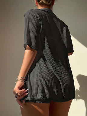 Saída De Praia Conjunto Blusa E Short Trama Leve