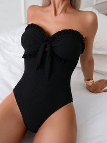 Maiô Tomara Que Caia Texturizado Com Babados Delicados