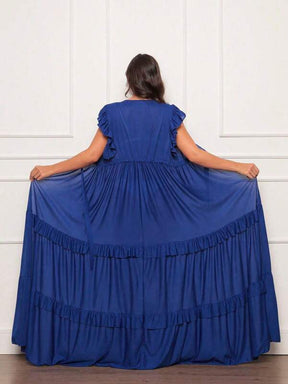 Saída De Praia Kimono Longo Com Babados E Amarração