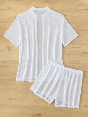 Saída De Praia Conjunto Blusa E Short Trama Leve