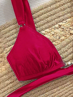 Biquíni Triângulo Com Argolas Douradas E Alças Largas