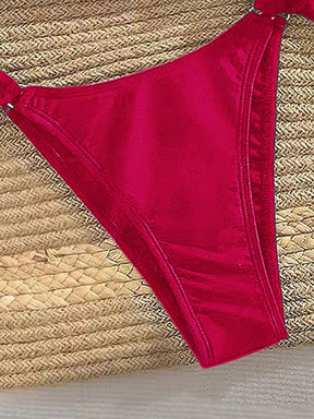 Biquíni Triângulo Com Argolas Douradas E Alças Largas