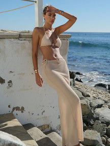 Conjunto Cortininha Com Saia Longa De Tricô Vazado